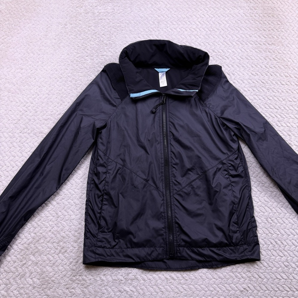 Ivivva By Lululemon Girls Speed Ahead Black Windbreaker Jacket SIZE 12 Hooded - Picture 1 of 9